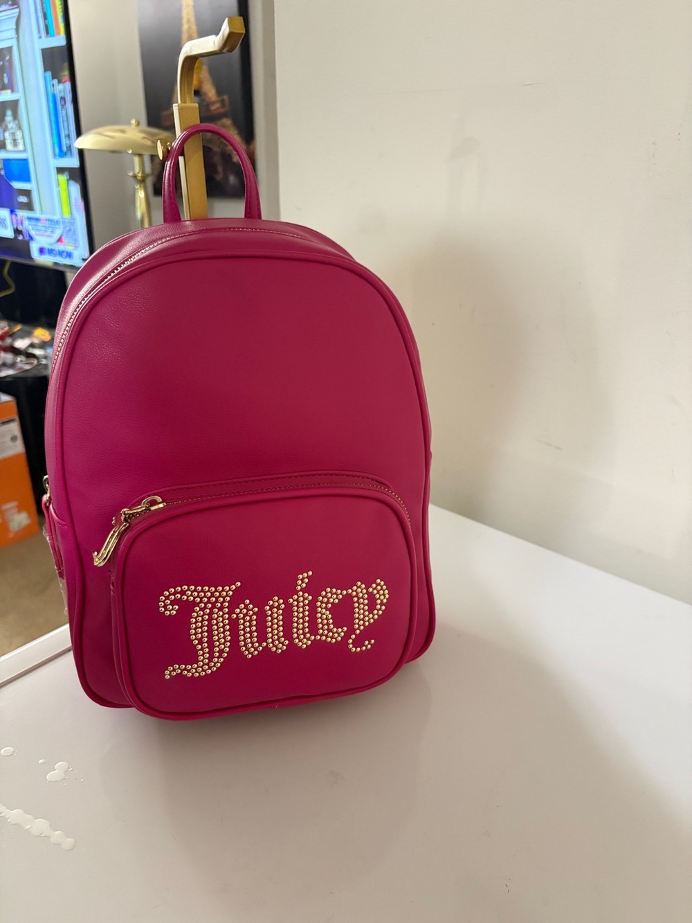 Juicy Couture Obsession Hot Pink Studded Logo Mini Backpack